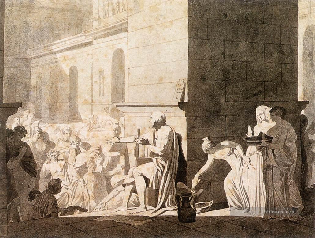 Homère récitant ses Vers aux Grecs néoclassicisme Jacques Louis David Peintures à l'huile